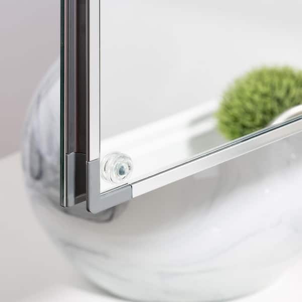 20 in. W x 26 in. H Silver Aluminium Recessed/Surface Mount Medicine Cabinet with Mirror for Bathroom Livingroom