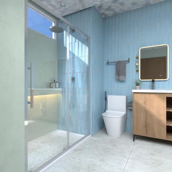 KeepTech 50-54 in. W x 72 in. H Sliding Shower Door in Polished Chrome Finish 1/4 in. Tempered Glass, Nano-Coating Magnetic Seal