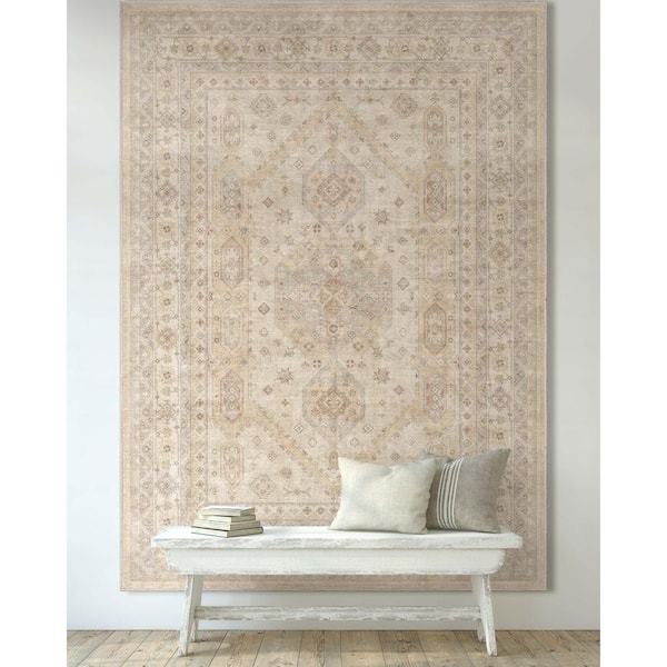 Beige 5 ft. 3 in. x 7 ft. 3 in. Apollo Nicosia Vintage Tribal Medallion Area Rug