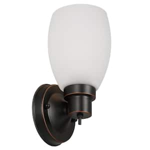 Lydia Transitional 4.6 in. 1-Light Oil Rubbed Bronze Indoor Wall Sconce with Twist On/Off Switch