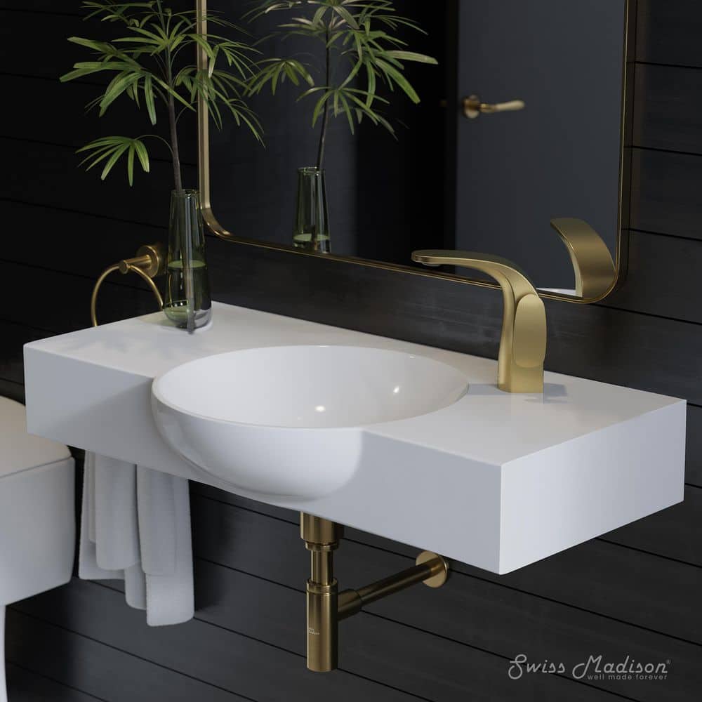 "Chateau 30"" Wall-Mounted Sink Center Basin with Right Side Faucet Mount in Glossy White" price history on PriceWatchPro
