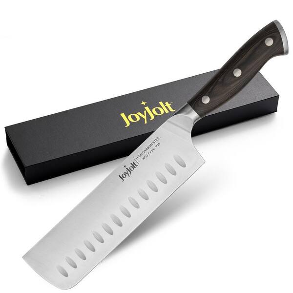 JoyJolt 7 in. High-Carbon Steel Full Tang Kitchen Knife Nakiri