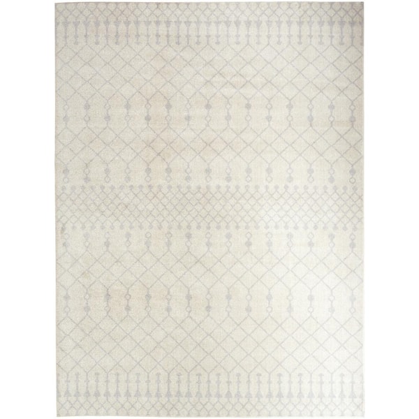 Nourison Astra Machine Washable Ivory 7 ft. x 9 ft. Moroccan Transitional Area Rug