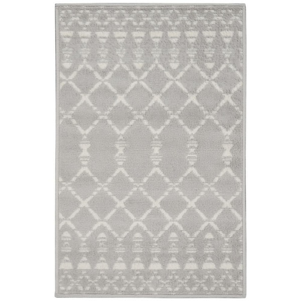 Whimsicle Grey doormat 2 ft. x 3 ft. Geometric Bohemian Kitchen Area Rug