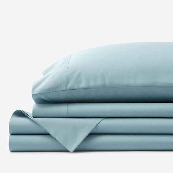 The Company Store Pearl Gray Solid 400-Thread Count Supima Cotton Percale California King Deep Pocket Fitted Sheet