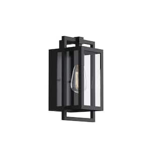 Goson 12 in. 1-Light Black Outdoor Hardwired Wall Lantern Sconce with No Bulbs Included (1-Pack)