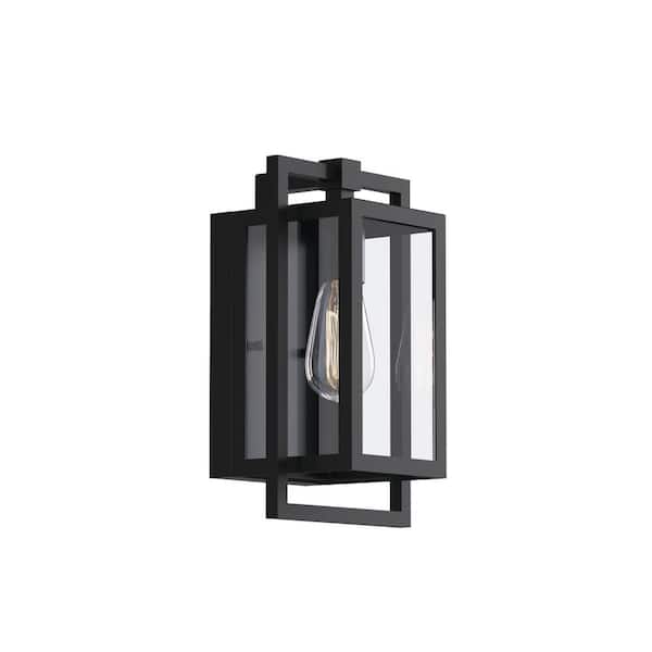 KICHLER Goson 12 in. 1-Light Black Outdoor Hardwired Wall Lantern Sconce with No Bulbs Included (1-Pack)