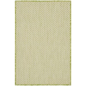 Courtyard Ivory Green 2 ft. x 3 ft. Geometric Contemporary Indoor/Outdoor Patio Kitchen Area Rug