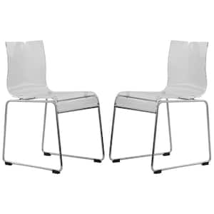 Lima Mid-Century Modern Acrylic Lightweight Kitchen & Dining Side Chair Set of 2 In Clear