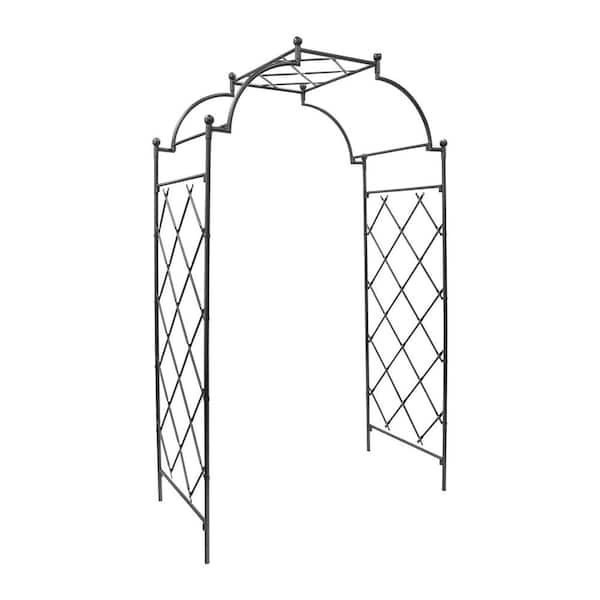106"H Graphite Powdercoat Finish Wrought Iron Lattice Tunnel Arbor