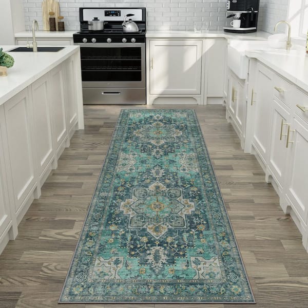 Limlok Medallion Dark Green 8 ft. x 10 ft. Persian Area Rug AR1005