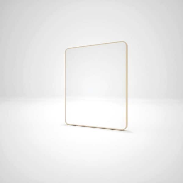 Unbranded Brushed Nickel 30 in. W x 36 in. H Metal Framed Rounded Rectangle Bathroom Tempered Glass Wall Vanity Mirror, Anti-Rust