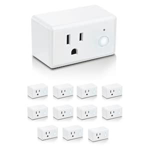 15-Amp Indoor Alexa / Google Assistant Compatible Wi-Fi Smart Home Plug with Night Light, No Hub Required (12-Pack)