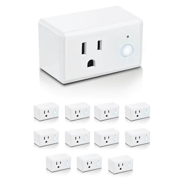 Feit Electric 15-Amp Indoor Alexa / Google Assistant Compatible Wi-Fi Smart Home Plug with Night Light, No Hub Required (12-Pack)