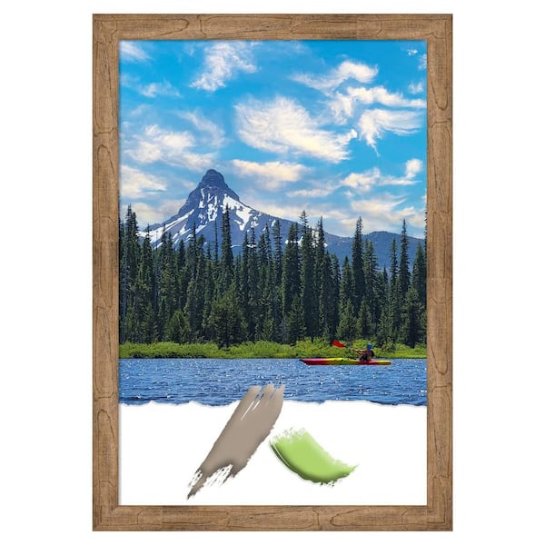Amanti Art Owl Brown Narrow Wood Picture Frame Opening Size 24 x 36 in.