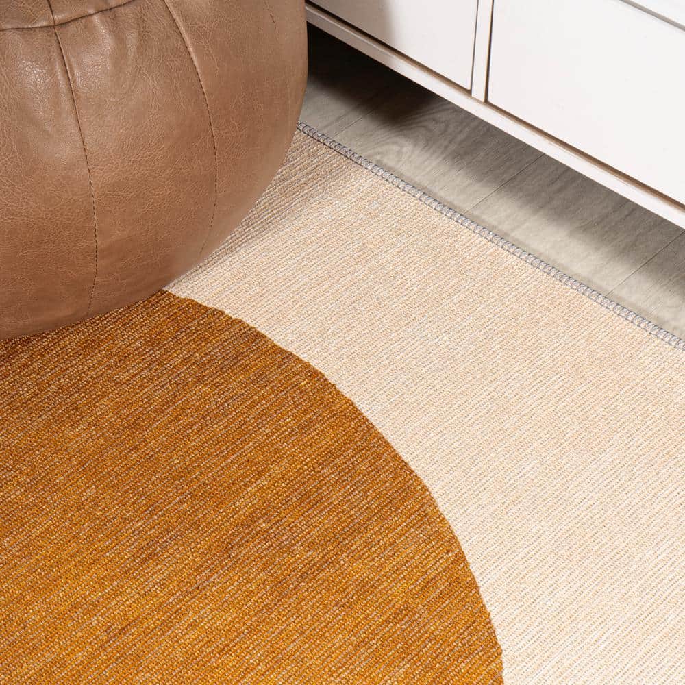 Scandinavian Cream/Rust Geometric 9' x 12' Easy-Care Synthetic Rug