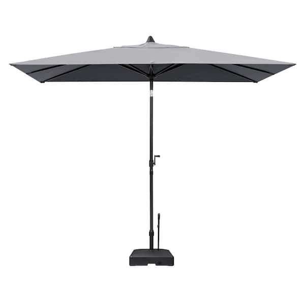 Crestlive Products 9 x 5 ft. Iron Single Top Swinging Head Patio Umbrella in Dark Gray with 99 lbs. HDPE Base Stand