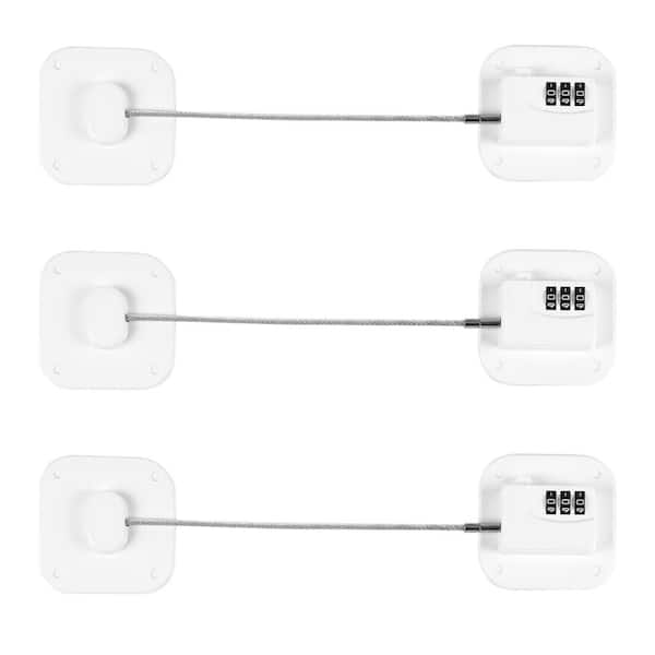 White Refrigerator Lock, Heavy Duty Fridge Lock, Safety Lock, Combination Lock for Cabinets and Drawers (3-Pack)