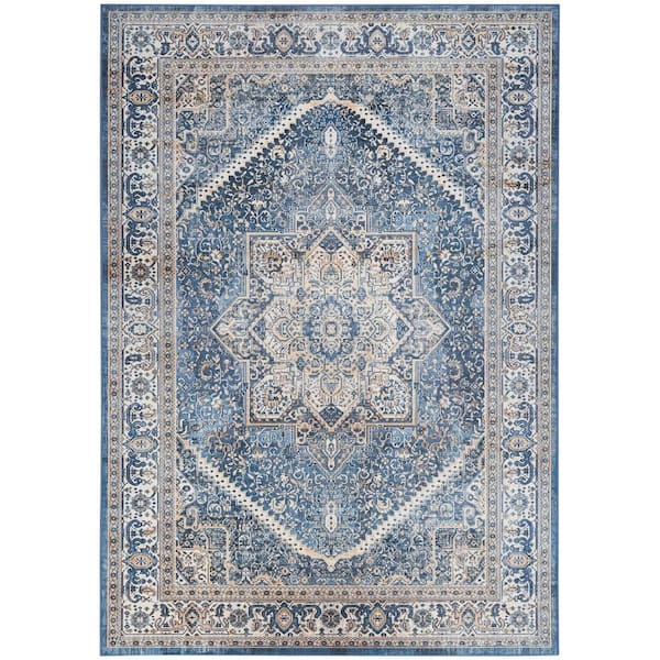 Nourison Vintage Home Blue 6 ft. x 9 ft. Center medallion Traditional Area Rug
