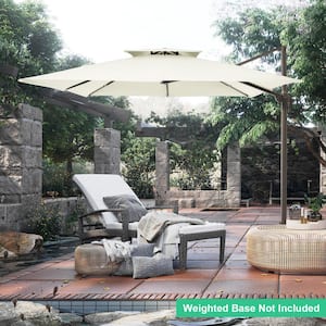 10 ft. x 10 ft. Square 2-Tier Top Rotation Outdoor Cantilever Patio Umbrella with Cover in White