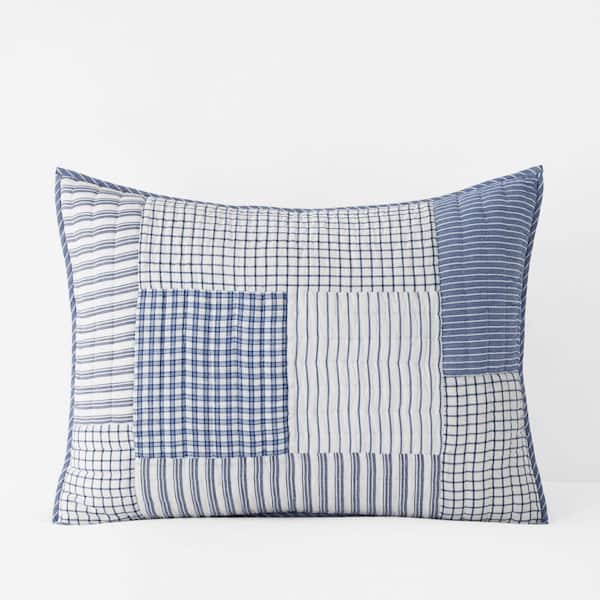 Company Kids Blue Company Kids Yarn Dye Stripe Block Cotton Standard Sham