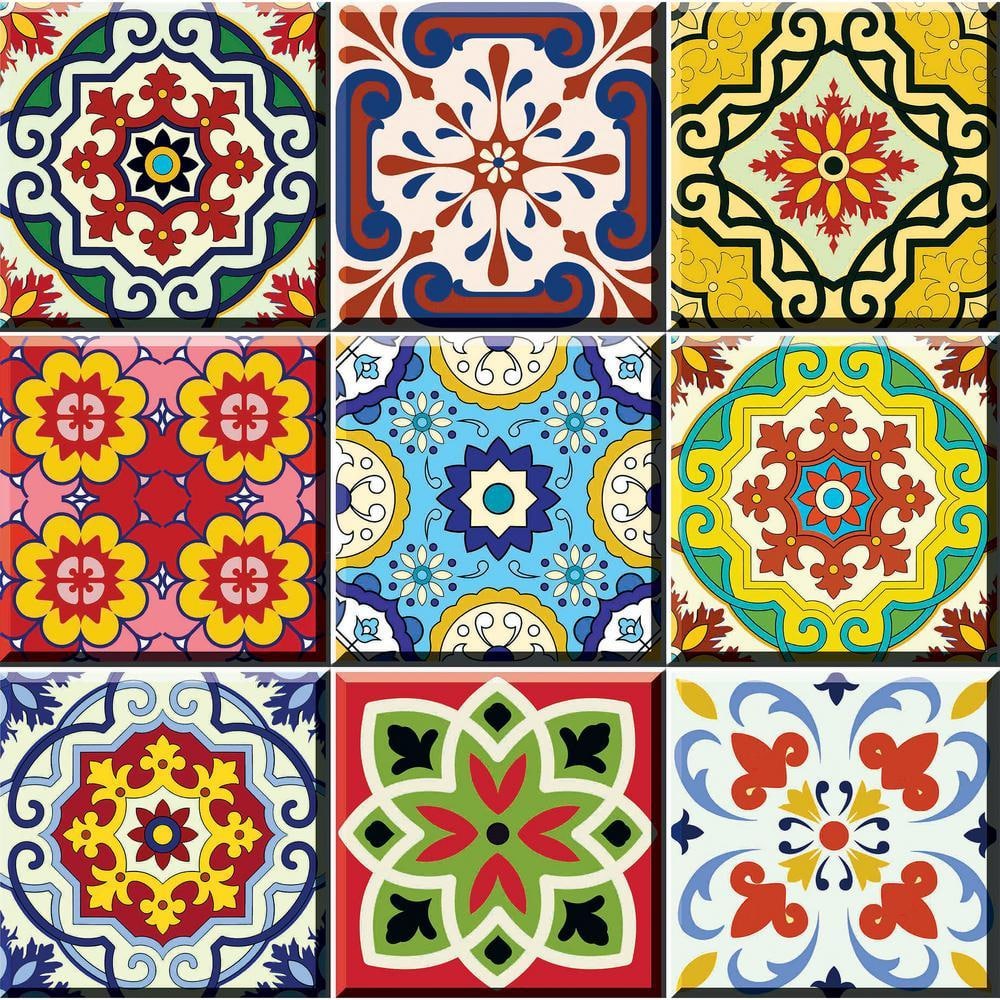 MI ALMA Multi-Color C55 7 in. x 7 in. Vinyl Peel and Stick Tile (24 ...