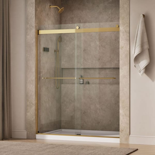 Levity 56-60 in. W x 74 in. H Frameless Sliding Shower Door with 5/16 in. Thick Clear Tempered Glass