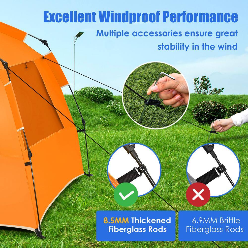 Orange 4-Person Pop-Up Beach Tent with Carry Bag