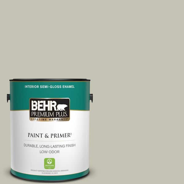 BEHR PREMIUM PLUS 1 gal. #BNC-04 Comforting Gray Semi-Gloss Enamel Low Odor Interior Paint & Primer