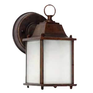 Chaz 1-Light Outdoor Brown Wall Lantern Sconce
