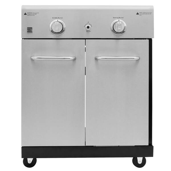 KENMORE 2-Burners Right Side Searing Burner and Left Side Burner with Griddle Propane Gas Grill Cooking Station in Silver