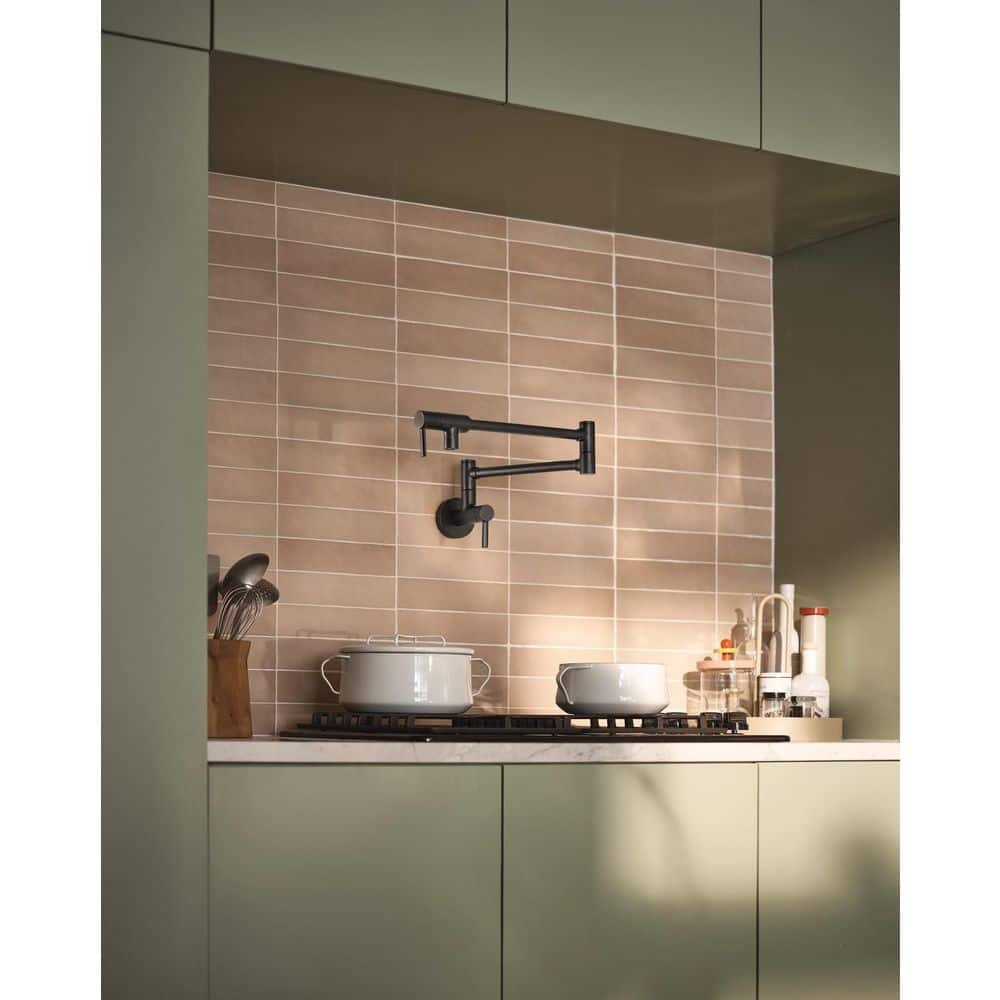 Chrome Wall Mounted Dual Handle Pot Filler Faucet