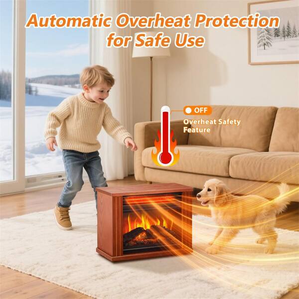 1500W 9.76 in. Vintage Wood Grain Indoor Electric Forced Air