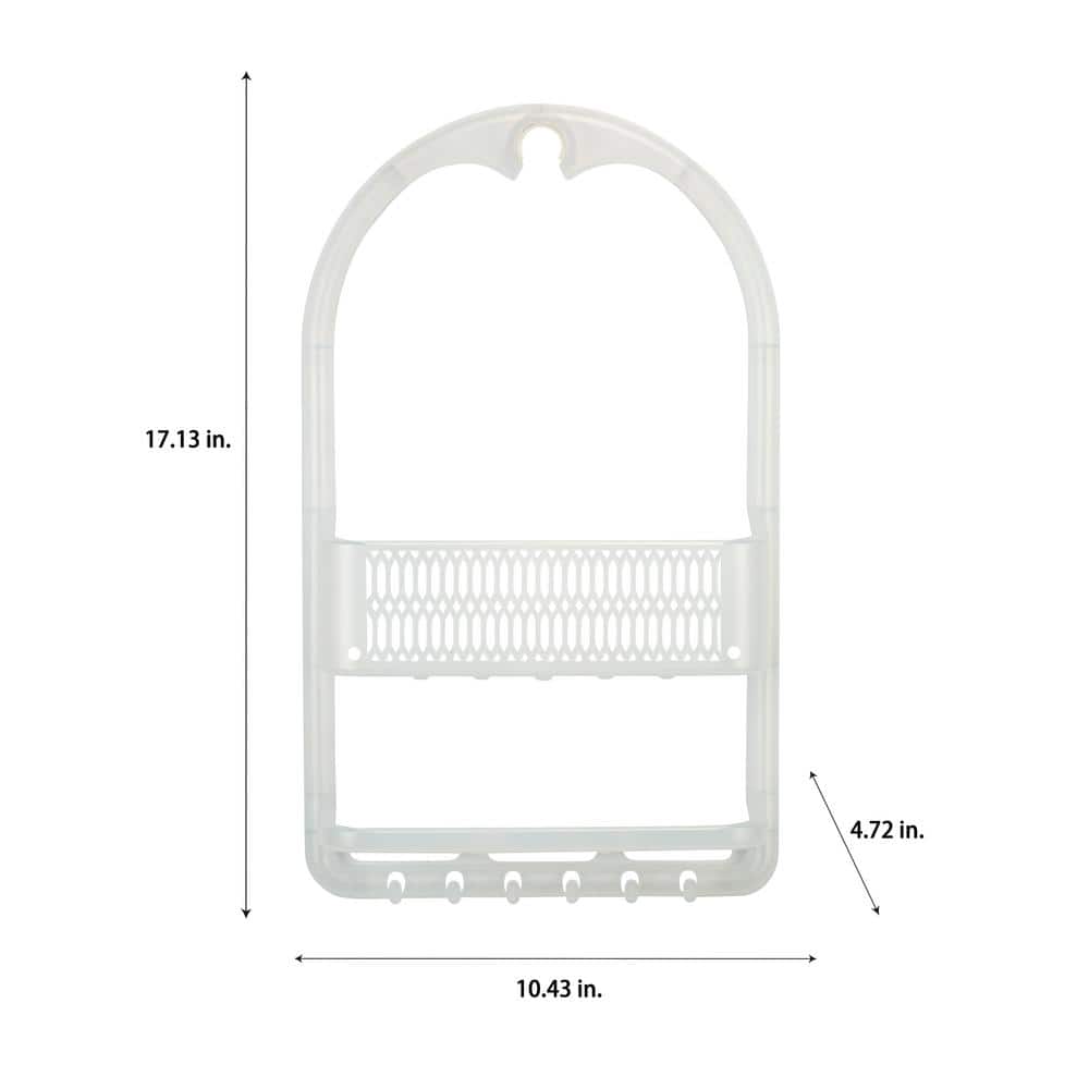 Frosted White Plastic Suction Mount Shower Caddy