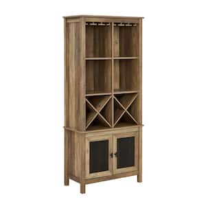 Home Source Reclaimed Barnwood Bar Cabinet Bookshelf with Wire Mesh Doors