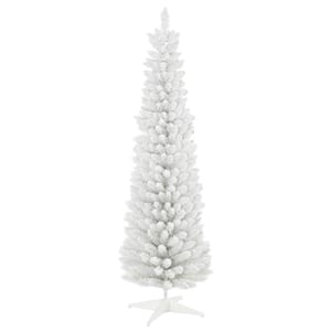 5 ft. Unlit White Artificial Christmas Tree with Realistic Branches and Plastic Base Stand