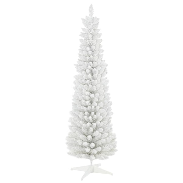 HOMCOM 5 ft. Unlit White Artificial Christmas Tree with Realistic Branches and Plastic Base Stand