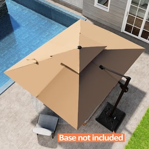 Double top 11 ft. x 9 ft. Rectangular Heavy-Duty 360-Degree Rotation Cantilever Patio Umbrella in Tan