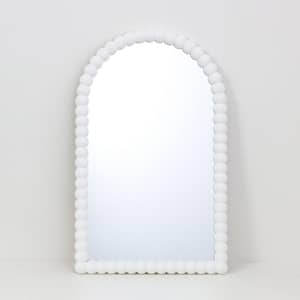 20 in. x 32 in. Denise, White Wood Large Beaded Decorative Arched Mirror