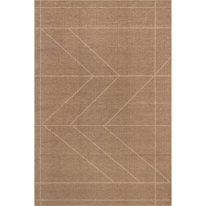 Ellen Geometric Easy-Jute Machine Washable Natural Doormat 3 ft. x 5 ft. Accent Rug