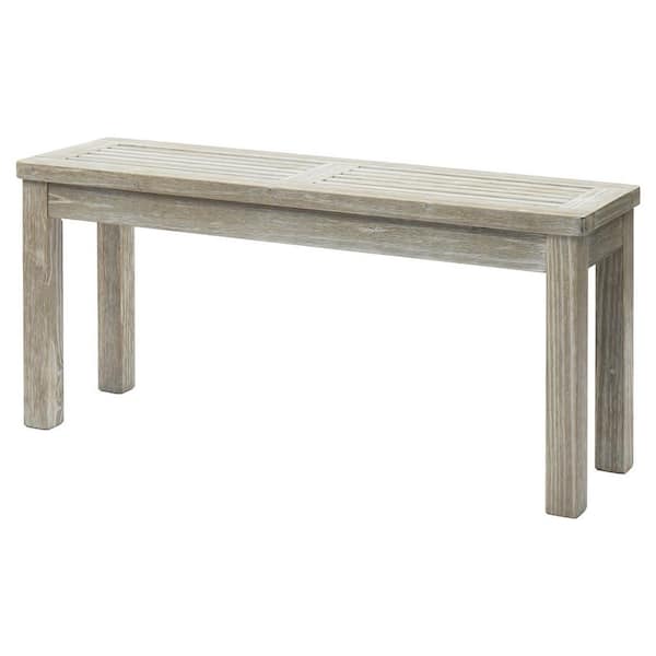 40 in. Gray Solid Wood Backless Outdoor Ottoman Bench