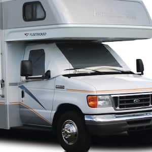 Class C Deluxe Windshield Cover with Roll-Up Windows For RV-White