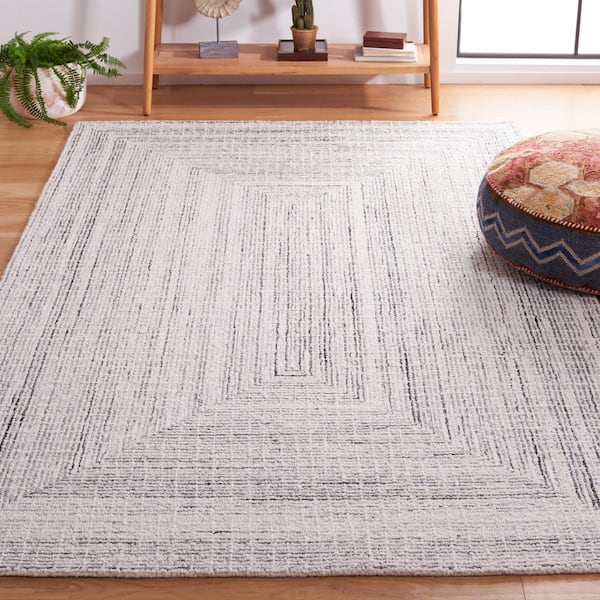 Abstract Black/Ivory 6 ft. x 6 ft. Contemporary Marle Square Area Rug