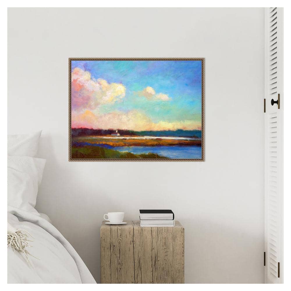Large Framed Impressionist Nature Vista Canvas Print
