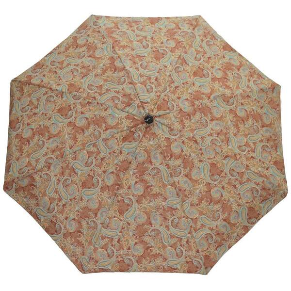 Plantation Patterns 7-1/2 ft. Patio Umbrella in Cayenne Paisley-DISCONTINUED