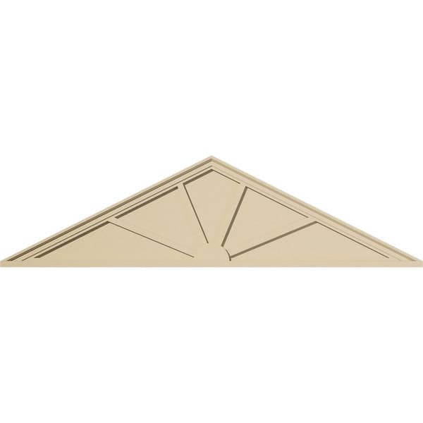 Ekena Millwork 72-in. W x 19-in. H x 2-in. P (Pitch 6/12) Peaked Cap 4 Spoke Signature Urethane Pediment, Primed Tan