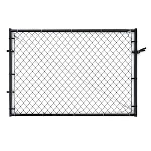 24-72 in. W x 46 in. H Expandable Square Corner Black Powder Coated Galvanized Steel Gate Frame for Chain Link Fence Kit