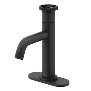 Cass Single Handle Single-Hole Bathroom Faucet Set with Deck Plate in Matte Black