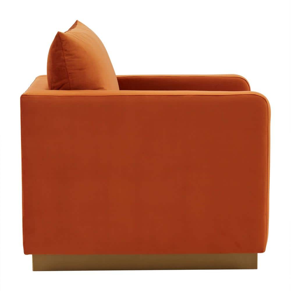 Nervo Orange Marmalade Velvet Accent Chair with Wood Frame