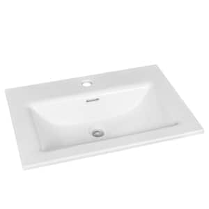 24 in. Drop-In Rectangular Fireclay Bathroom Sink in White